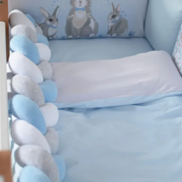 Bară de protecție impletită pentru pătuț Veres 154.02.14  Blue / Plush photo 2