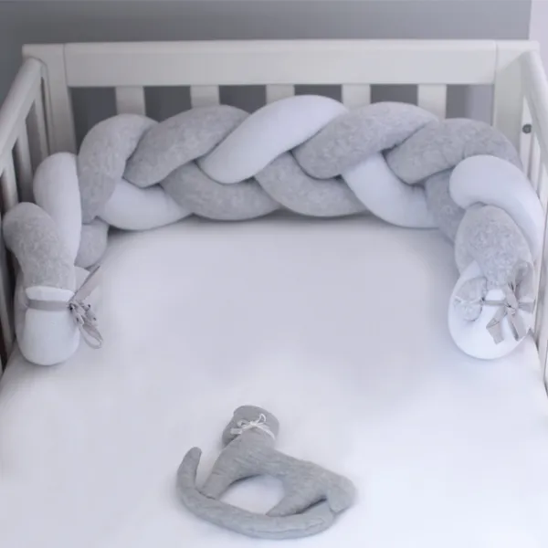 Bară de protecție impletită pentru pătuț Veres 154.02.19  Grey Melange / Plush photo 1