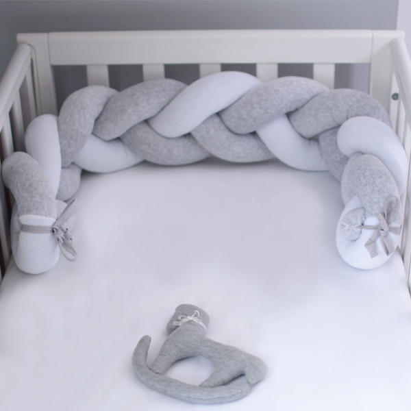 Bară de protecție impletită pentru pătuț Veres 154.02.19  Grey Melange / Plush photo 1