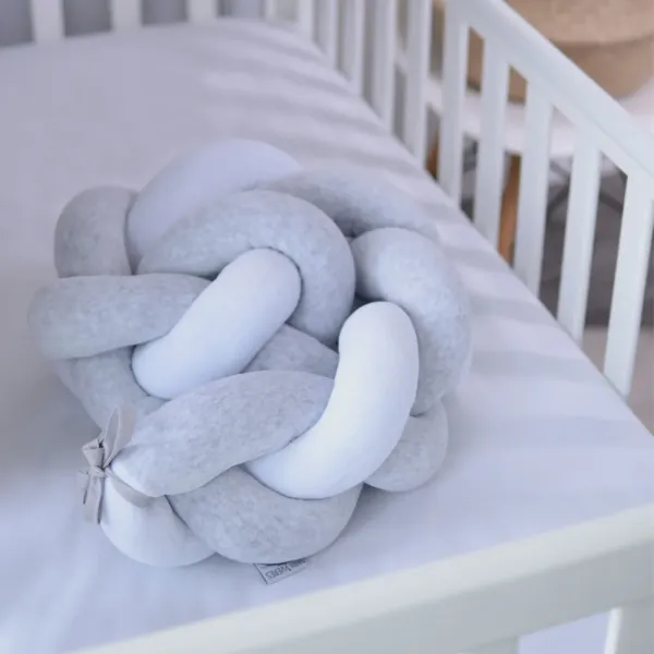 Bară de protecție impletită pentru pătuț Veres 154.02.19  Grey Melange / Plush photo 2