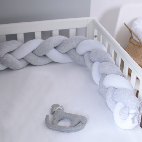 Bară de protecție impletită pentru pătuț Veres 154.02.19  Grey Melange / Plush photo 4