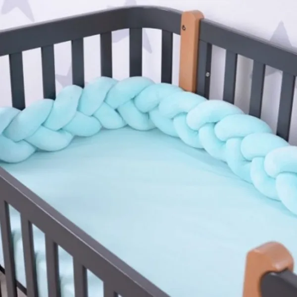 Bară de protecție impletită pentru pătuț Veres 154.02.2  Blue / Plush photo 1