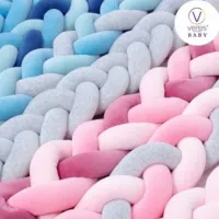 Bară de protecție impletită pentru pătuț Veres 154.02.2 Blue / Plush photo 4