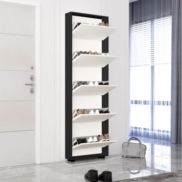 Dulap pentru încălțăminte Mobildor-Lux LEO Slim 203 x 90 x 16 /Anthracite /Anthracite photo 2