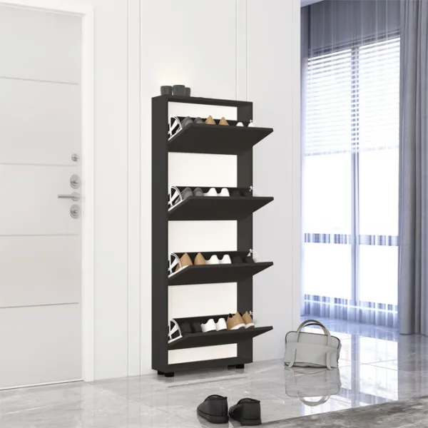 Dulap pentru încălțăminte Mobildor-Lux LEO Slim 164 x 90 x 16 /Anthracite /Anthracite photo 2