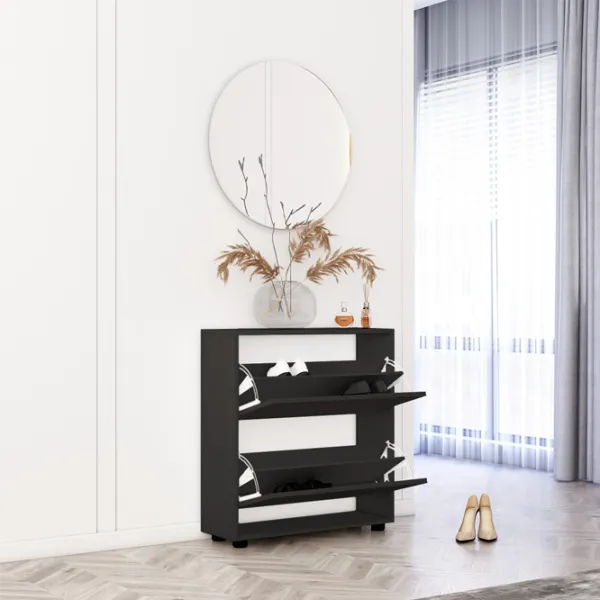 Обувной шкаф Mobildor-Lux LEO Slim 86 x 90 x 27 см /Anthracite /Антрацит photo 2 Обувной шкаф Mobildor-Lux LEO Slim 86 x 90 x 27 см /Anthracite /Антрацит photo 2