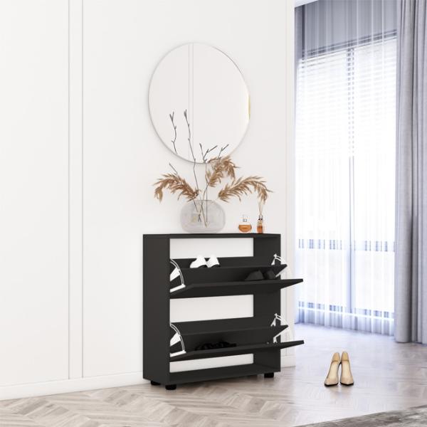 Обувной шкаф Mobildor-Lux LEO Slim 86 x 90 x 27 см /Anthracite /Антрацит photo 2 Обувной шкаф Mobildor-Lux LEO Slim 86 x 90 x 27 см /Anthracite /Антрацит photo 2