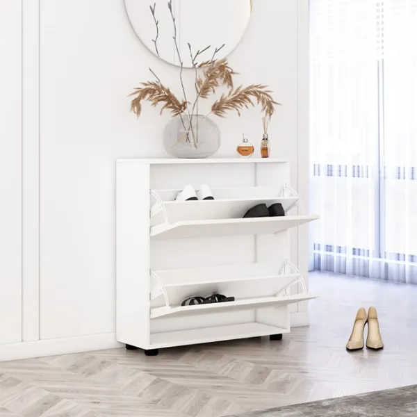 Dulap pentru încălțăminte Mobildor-Lux LEO Slim 86 x 90 x 27 /White /White photo 2 Dulap pentru încălțăminte Mobildor-Lux LEO Slim 86 x 90 x 27 /White /White photo 2