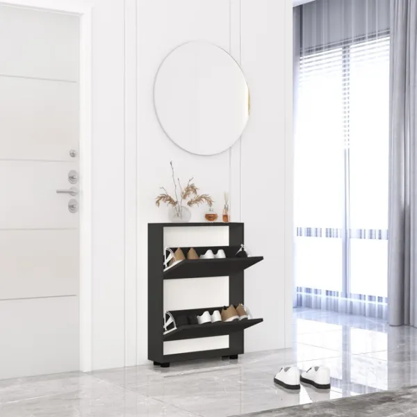 Dulap pentru încălțăminte Mobildor-Lux LEO Slim 86 x 80 x 16 /Anthracite /Anthracite photo 2 Dulap pentru încălțăminte Mobildor-Lux LEO Slim 86 x 80 x 16 /Anthracite /Anthracite photo 2