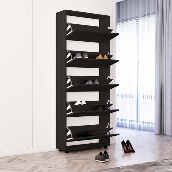 Dulap pentru încălțăminte Mobildor-Lux Leo 203 x 60 x 27 /Anthracite /Anthracite photo 2 Dulap pentru încălțăminte Mobildor-Lux Leo 203 x 60 x 27 /Anthracite /Anthracite photo 2