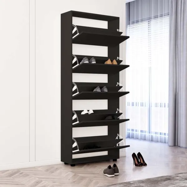 Dulap pentru încălțăminte Mobildor-Lux Leo 203 x 90 x 27 /Anthracite /Anthracite photo 2