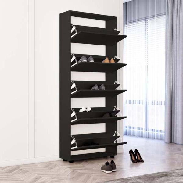 Dulap pentru încălțăminte Mobildor-Lux Leo 203 x 90 x 27 /Anthracite /Anthracite photo 2
