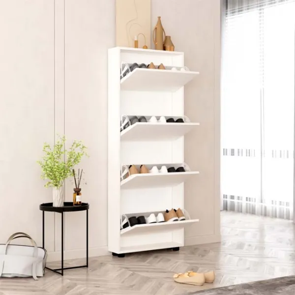 Dulap pentru încălțăminte Mobildor-Lux LEO Slim 164 x 50 x 16 /White /White photo 2