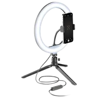 Штатив с круглой лампой Cellularline Selfie Ring Multicolor 250 мм Черный