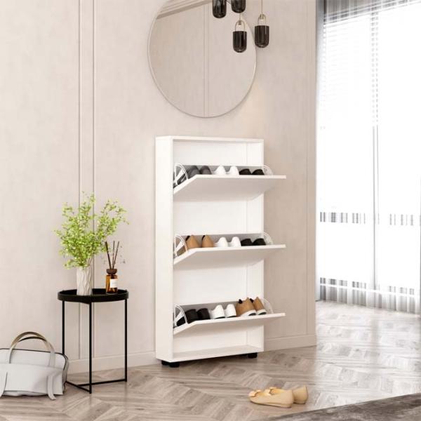 Dulap pentru încălțăminte Mobildor-Lux LEO Slim 125 x 50 x 16 /White /White photo 2 Dulap pentru încălțăminte Mobildor-Lux LEO Slim 125 x 50 x 16 /White /White photo 2