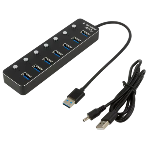 Adaptor Hub Gembird UHB-U3P7P-01 USB Type-A / Black photo 1