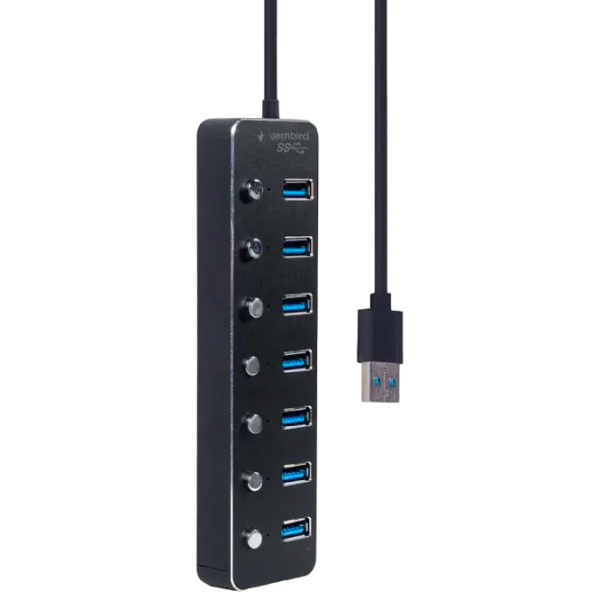 Adaptor Hub Gembird UHB-U3P7P-01 USB Type-A / Black photo 2