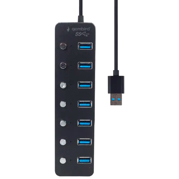 Adaptor Hub Gembird UHB-U3P7P-01 USB Type-A / Black photo 3
