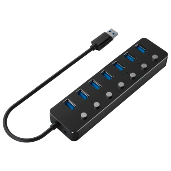 Adaptor Hub Gembird UHB-U3P7P-01 USB Type-A / Black photo 4