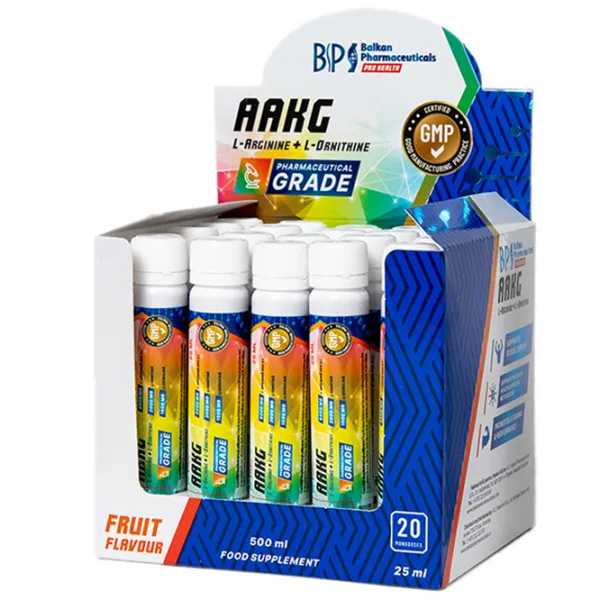 Аминокислоты Balkan Pharmaceuticals AAKG L-arginine + L-Ornithine (4840982012464)  0.025л photo 1 Аминокислоты Balkan Pharmaceuticals AAKG L-arginine + L-Ornithine (4840982012464)  0.025л photo 1