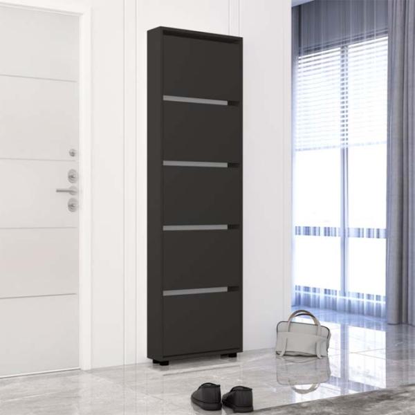 Dulap pentru încălțăminte Mobildor-Lux LEO Slim 203 x 50 x 16 /Anthracite /Anthracite photo 2
