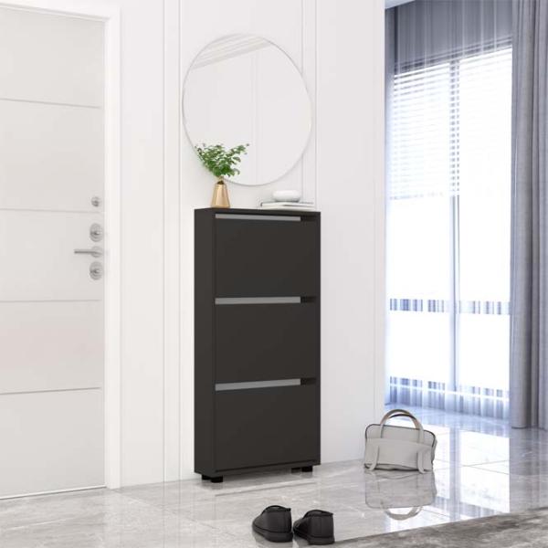 Dulap pentru încălțăminte Mobildor-Lux LEO Slim 125 x 60 x 16 /Anthracite /Anthracite photo 2 Dulap pentru încălțăminte Mobildor-Lux LEO Slim 125 x 60 x 16 /Anthracite /Anthracite photo 2