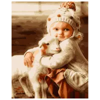 Картина по номерам Strateg Девочка и козленок GS974 50 x 40 см / Вертикальная