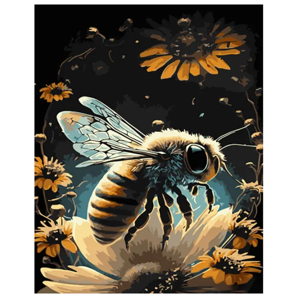Pictură pe numere Strateg Albina printre flori GS1003 50 x 40 cm / Verticală photo 1