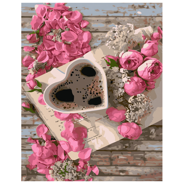 Картина по номерам Strateg Кофе с розами GS978 50 x 40 см / Вертикальная photo 1