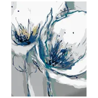 Картина по номерам Strateg Бело-синие цветы GS1056 50 x 40 см / Вертикальная