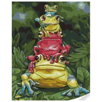 Картина по номерам Strateg Четверка лягушат на цветном фоне GS1609 50 x 40 см / Вертикальная