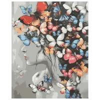 Картина по номерам Strateg Бабочки в волосах GS1057 50 x 40 см / Вертикальная