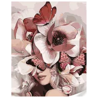 Pictură pe numere Strateg Fata cu trandafiri pe cap GS1619 50 x 40 cm / Verticală