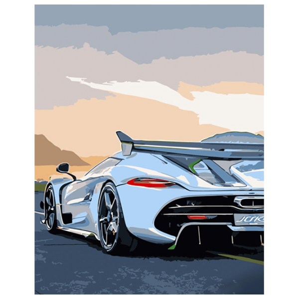 Pictură pe numere Strateg Mașină sport albă GS911 50 x 40 cm / Verticală photo 1