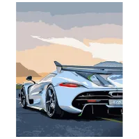 Картина по номерам Strateg Белый спортивный автомобиль GS911 50 x 40 см / Вертикальная