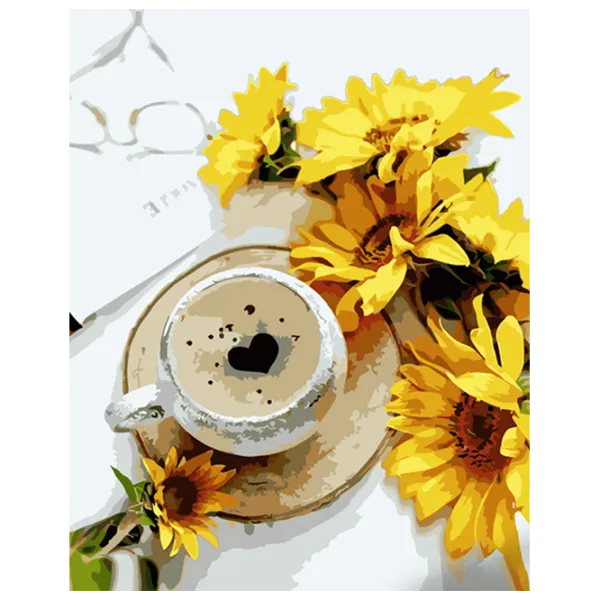 Картина по номерам Strateg Кофе с подсолнечниками GS1031 50 x 40 см / Вертикальная photo 1 Картина по номерам Strateg Кофе с подсолнечниками GS1031 50 x 40 см / Вертикальная photo 1
