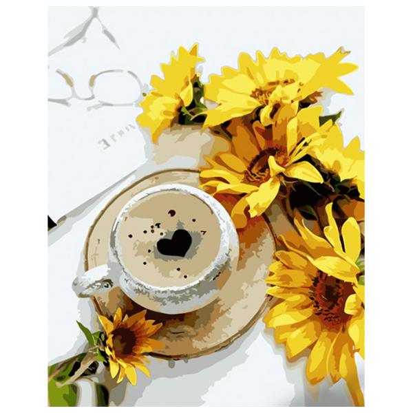 Картина по номерам Strateg Кофе с подсолнечниками GS1031 50 x 40 см / Вертикальная photo 1 Картина по номерам Strateg Кофе с подсолнечниками GS1031 50 x 40 см / Вертикальная photo 1