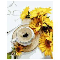 Картина по номерам Strateg Кофе с подсолнечниками GS1031 50 x 40 см / Вертикальная