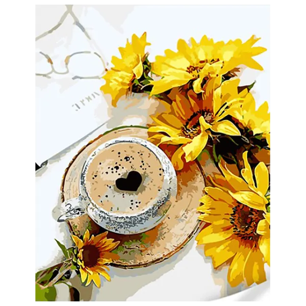 Картина по номерам Strateg Кофе с подсолнечниками GS1615 50 x 40 см / Вертикальная photo 1 Картина по номерам Strateg Кофе с подсолнечниками GS1615 50 x 40 см / Вертикальная photo 1