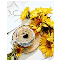 Картина по номерам Strateg Кофе с подсолнечниками GS1615 50 x 40 см / Вертикальная