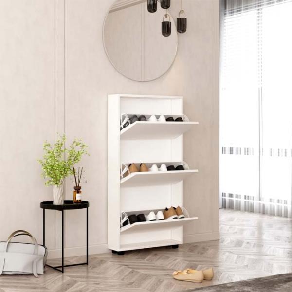 Dulap pentru încălțăminte Mobildor-Lux LEO Slim 125 x 70 x 16 /White /White photo 2