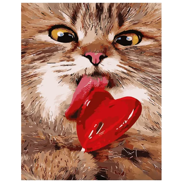 Картина по номерам Strateg Котик с леденцем GS1025 50 x 40 см / Вертикальная photo 1