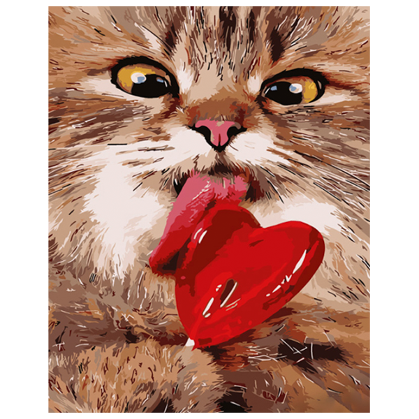 Картина по номерам Strateg Котик с леденцем GS1025 50 x 40 см / Вертикальная photo 1
