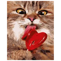 Картина по номерам Strateg Котик с леденцем GS1025 50 x 40 см / Вертикальная