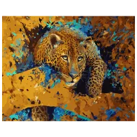 Pictură pe numere Strateg Leopard obosit GS1008 50 x 40 cm / Orizontală