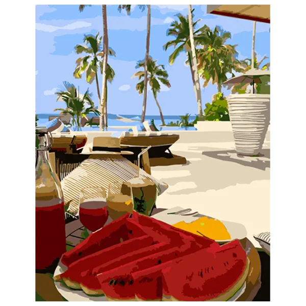 Pictură pe numere Strateg Pepene roșu lângă mare HH013 50 x 40 cm / Verticală photo 1