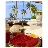 Pictură pe numere Strateg Pepene roșu lângă mare HH013 50 x 40 cm / Verticală