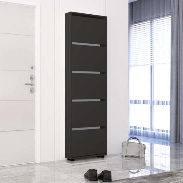 Dulap pentru încălțăminte Mobildor-Lux LEO Slim 203 x 70 x 16 /Anthracite /Anthracite photo 2