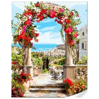 Картина по номерам Strateg Арка из цветов GS1602 50 x 40 см / Вертикальная