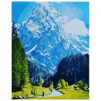 Картина по номерам Strateg Голубые горы и зеленое поле GS105 50 x 40 см / Вертикальная